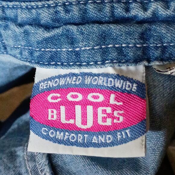 Vintage Blue Denim Jean Button Front Embroidered Butterfly Flower Woman Large - Picture 4 of 6